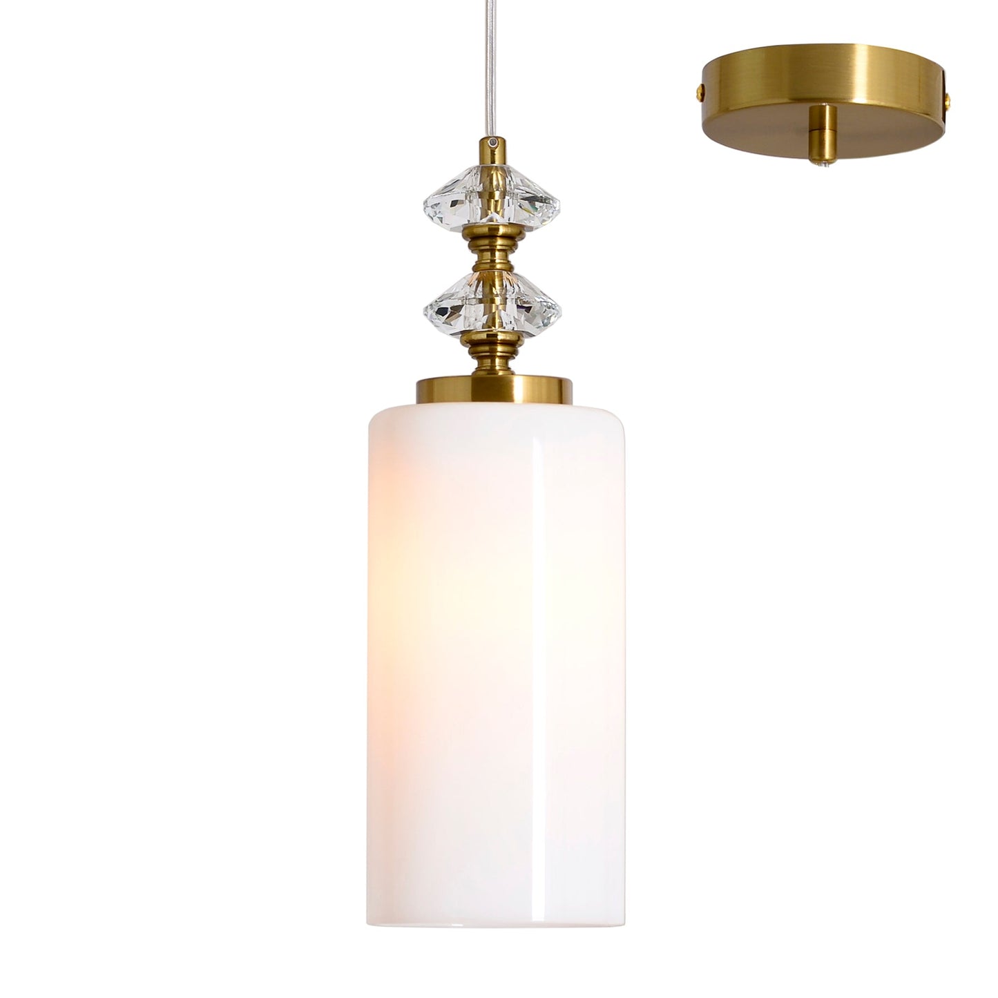 Alexandra 1-Light Brass With White Shade Classic Provincial Pendant