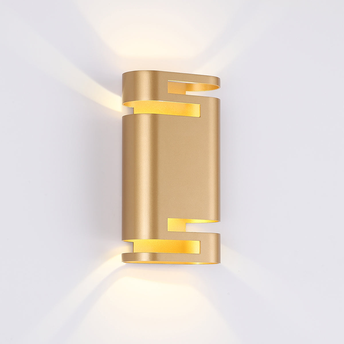 Halifax Gold Up and Down 2 Light Tri-Colour LED Contemporary Exterior