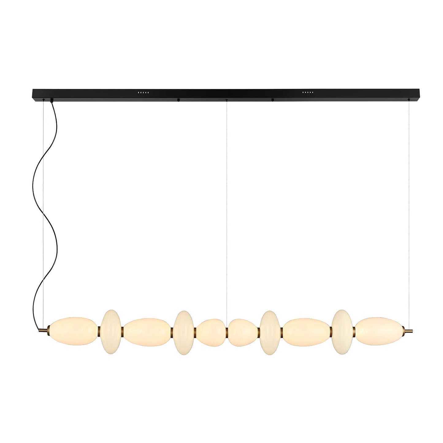 Lavra 1.5m Black and White Marble-Look Glass Contemporary Linear Pendant