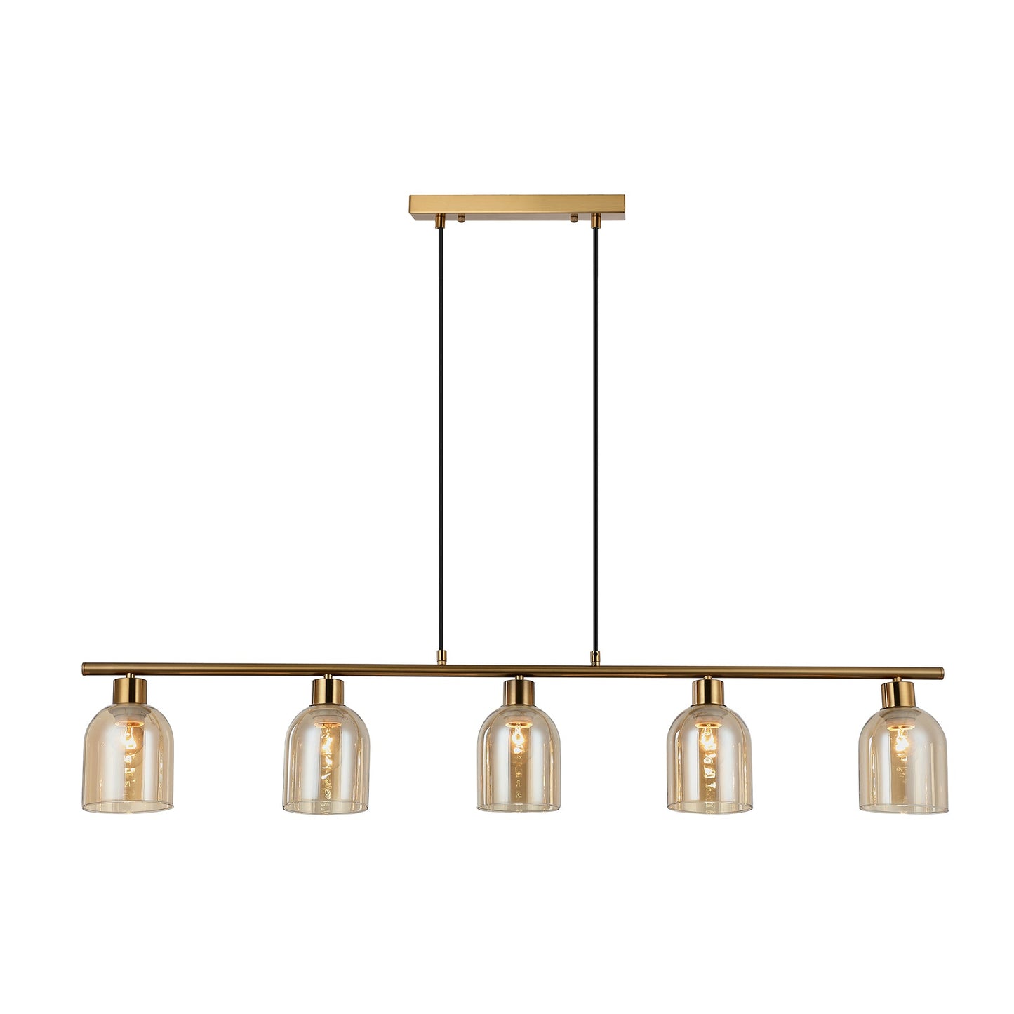 Lisbon 5 Bar Bronze and Amber Linear Modern Pendant