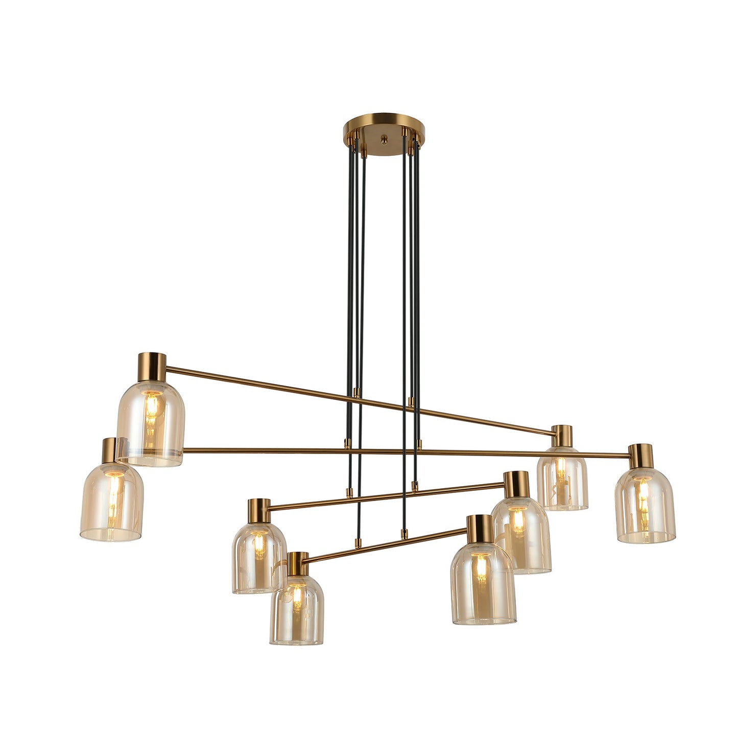 Lisbon 8 Light Bronze and Amber Linear Modern Pendant