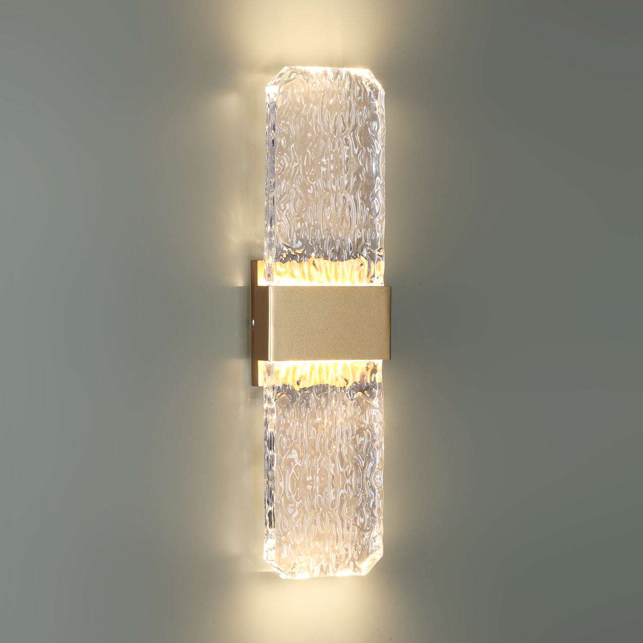 Marlow Large Gold with Textured Glass 2 Light Tri-Colour LED Contemporary Exterior