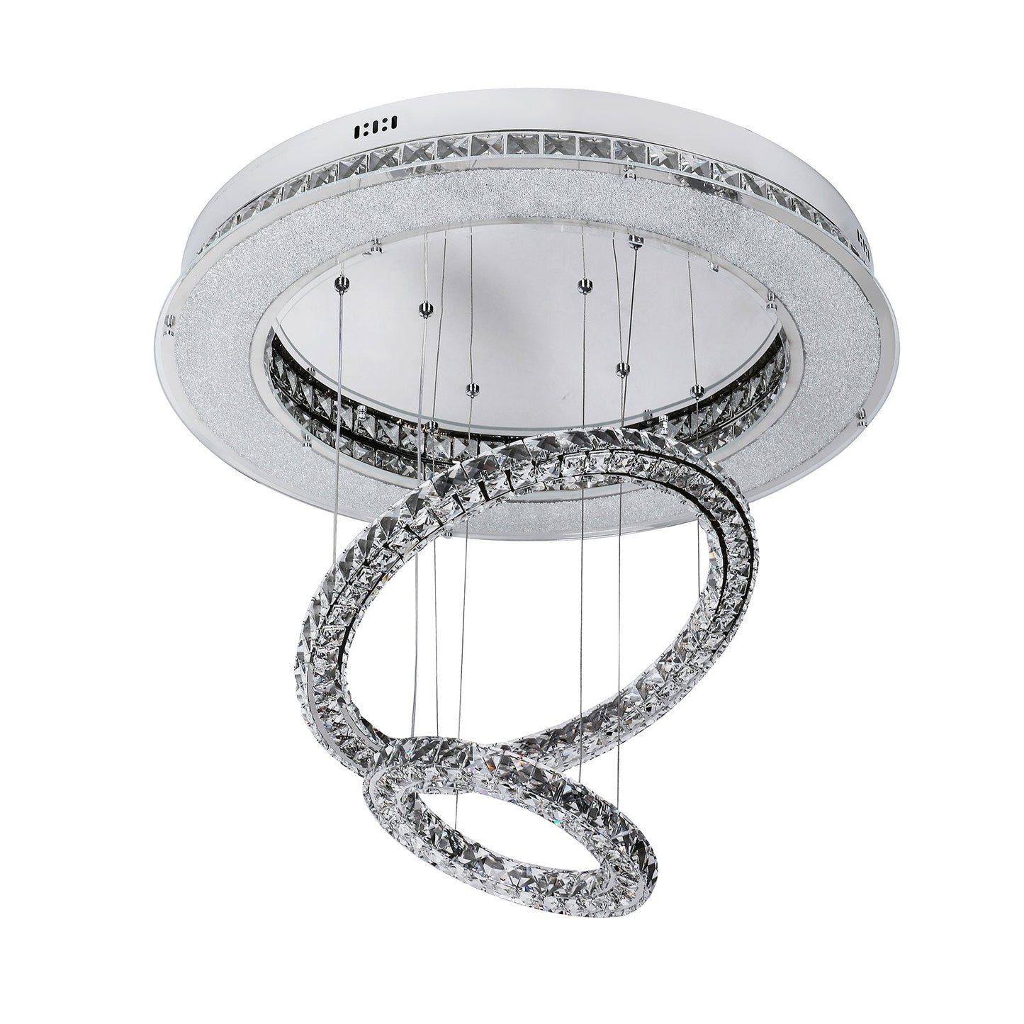 Pearla 800 Chrome with Crystal Remote Controlled Tri-Colour LED Close to Ceiling Pendant