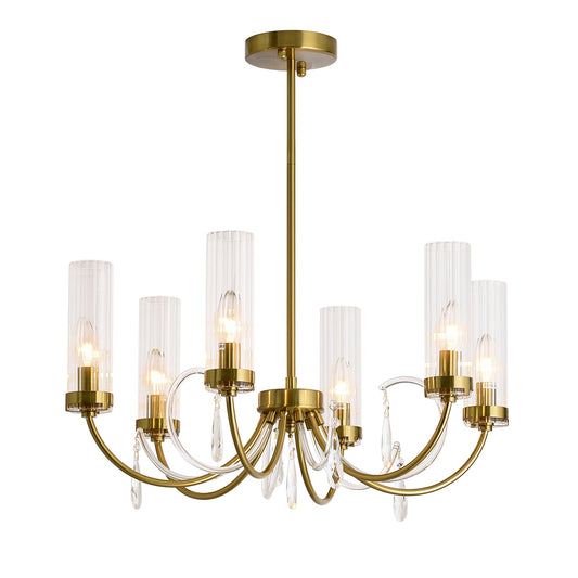 Amanda 6-Light Brass With Clear Shade Classic Provincial Pendant