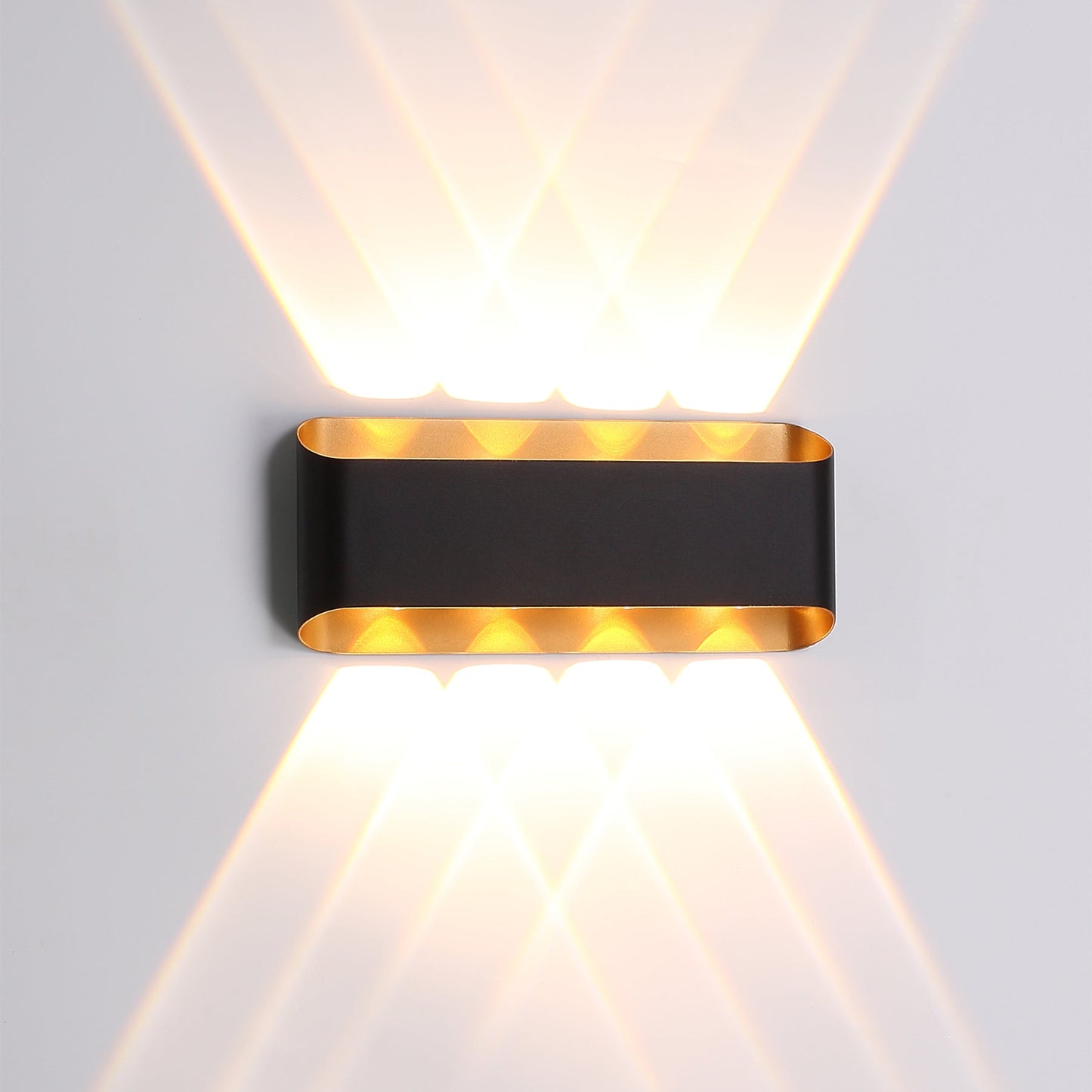 Alonte 235 Black with Gold Up and Down Tri-Colour LED Contemporary Exterior