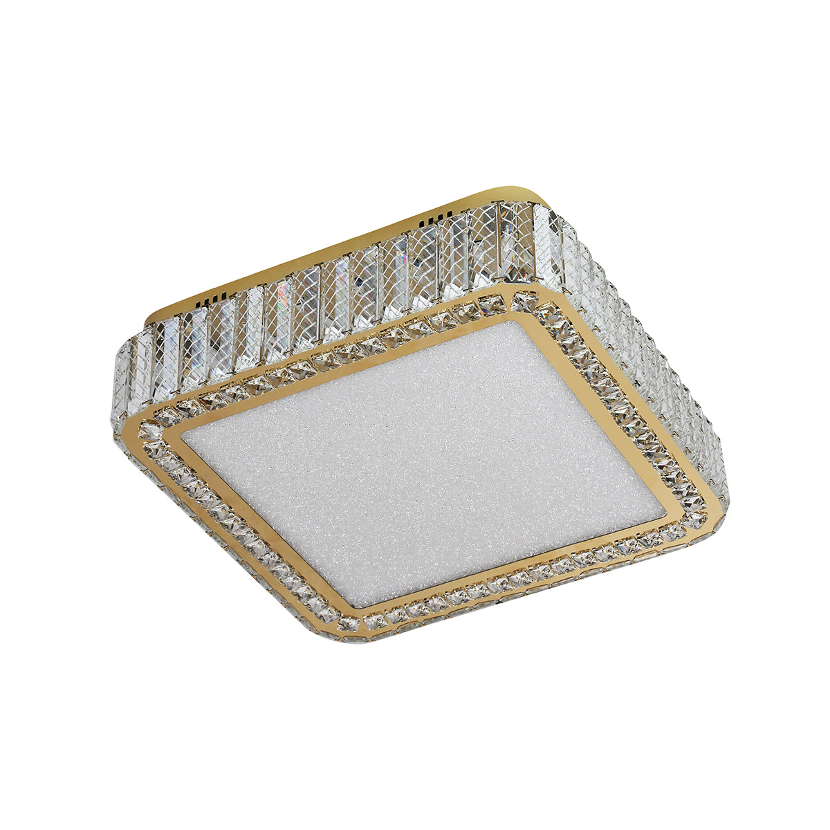 Asha 500 Crystal with Gold Remote Controlled Tri-Colour LED Close to Ceiling