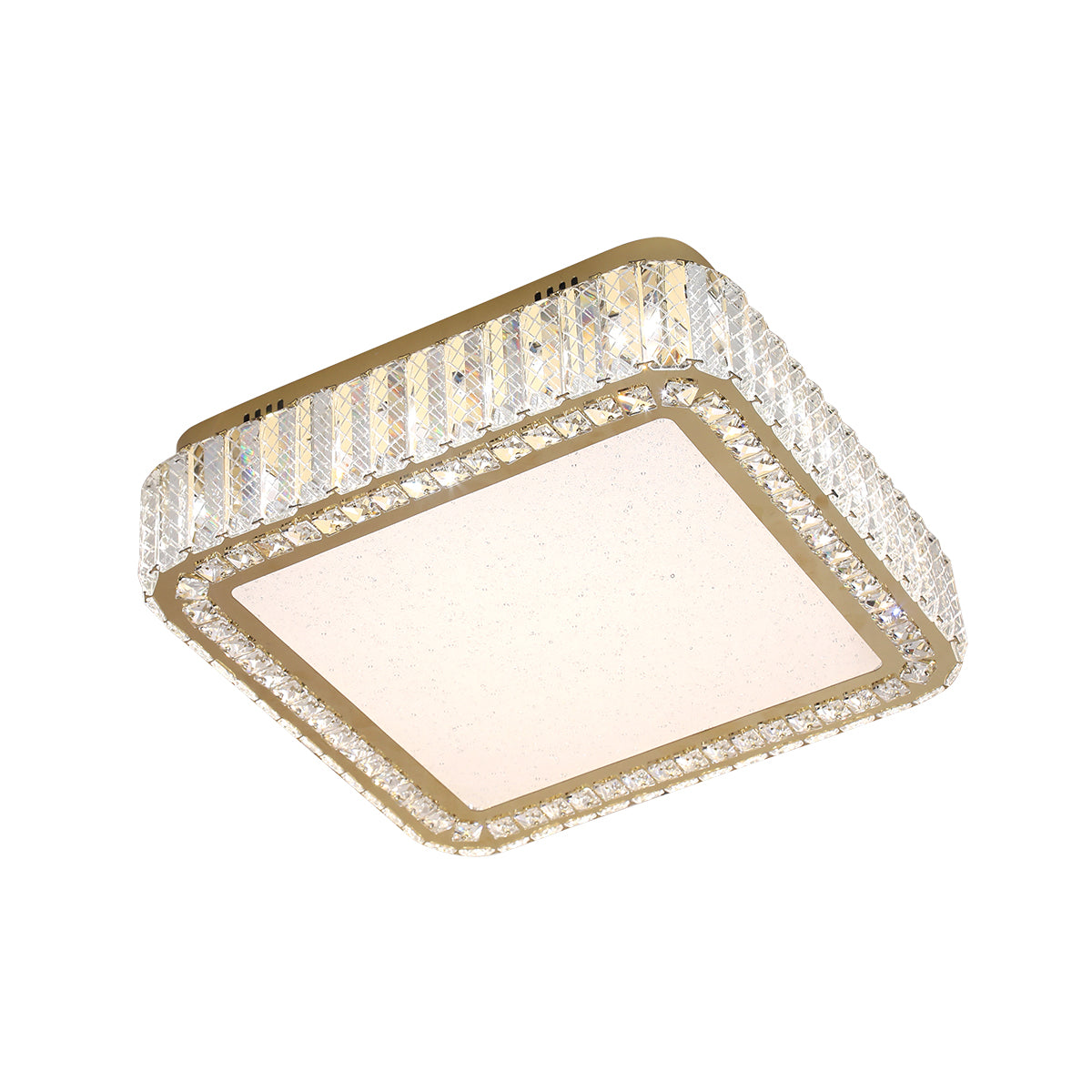 Asha 500 Crystal with Gold Remote Controlled Tri-Colour LED Close to Ceiling