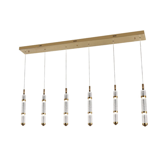 Athena 1500mm Linear Bubble Crystal with Gold Remote Controlled LED Contemporary Pendant