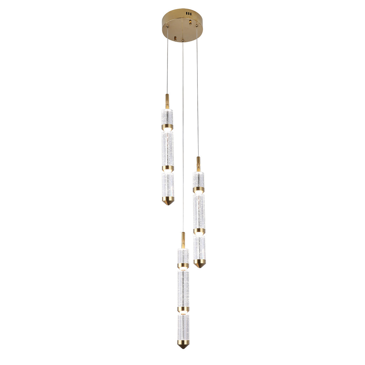 Athena 3 Light Round Bubble Crystal with Gold Remote Controlled LED Contemporary Pendant
