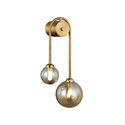 Avidi Right Bronze and Amber Two Drop Modern Wall Light