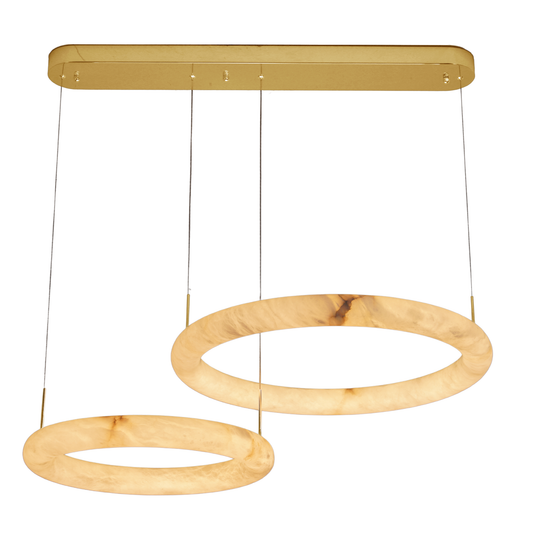 Bianca 2 Ring Gold with Alabaster Tri-Colour Remote Controlled Modern Pendant