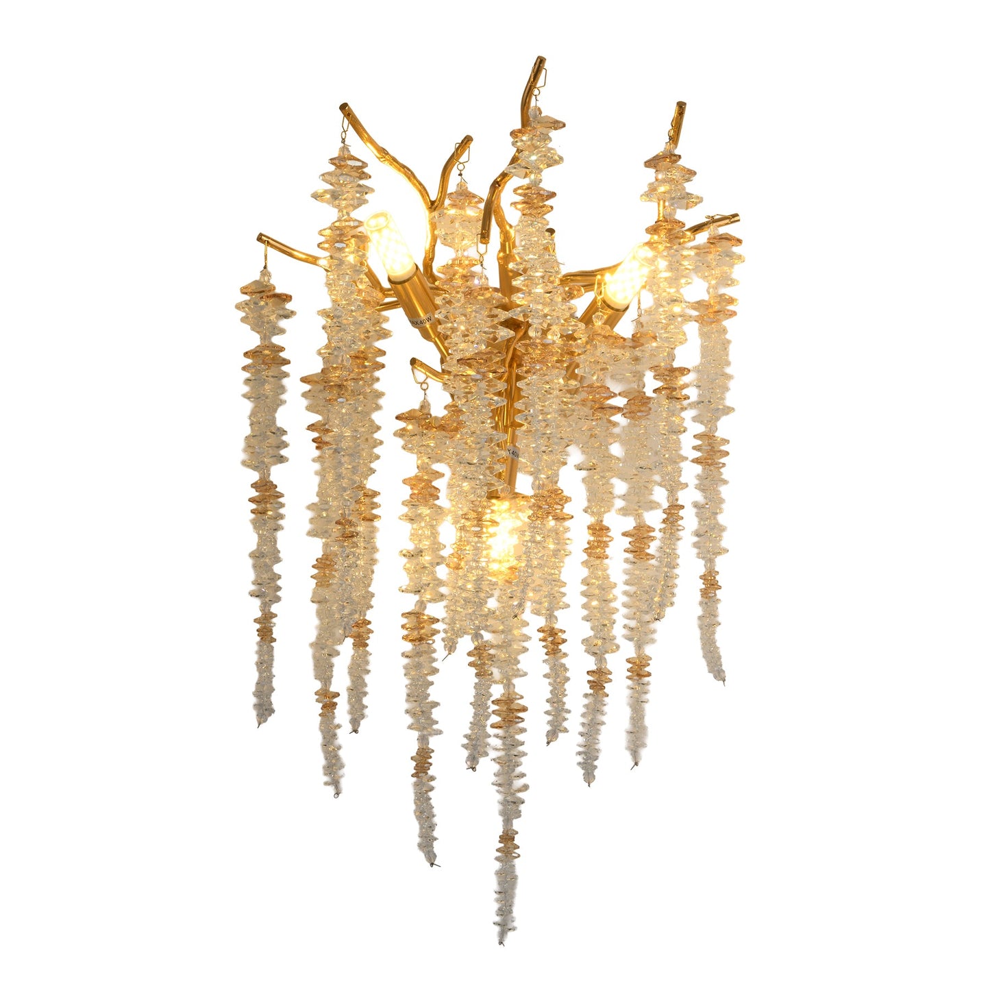 Coral Gold Organic Classic Clear and Amber Crystal Wall Light