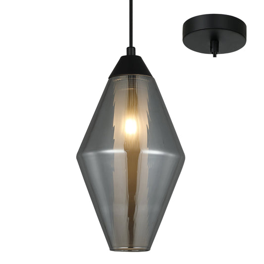 Daroca Black and Smoke 1 Light Modern Pendant