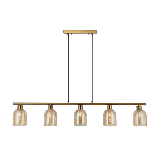 Lisbon 5 Bar Bronze and Amber Linear Modern Pendant