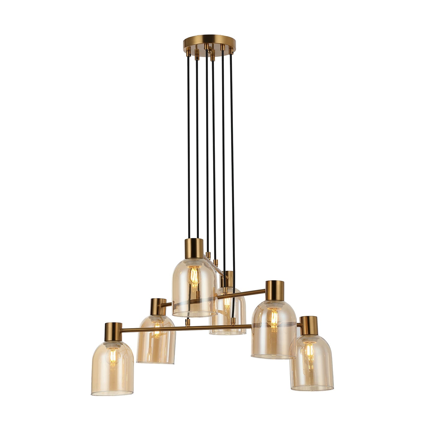 Lisbon 6 Light Bronze and Amber Linear Modern Pendant
