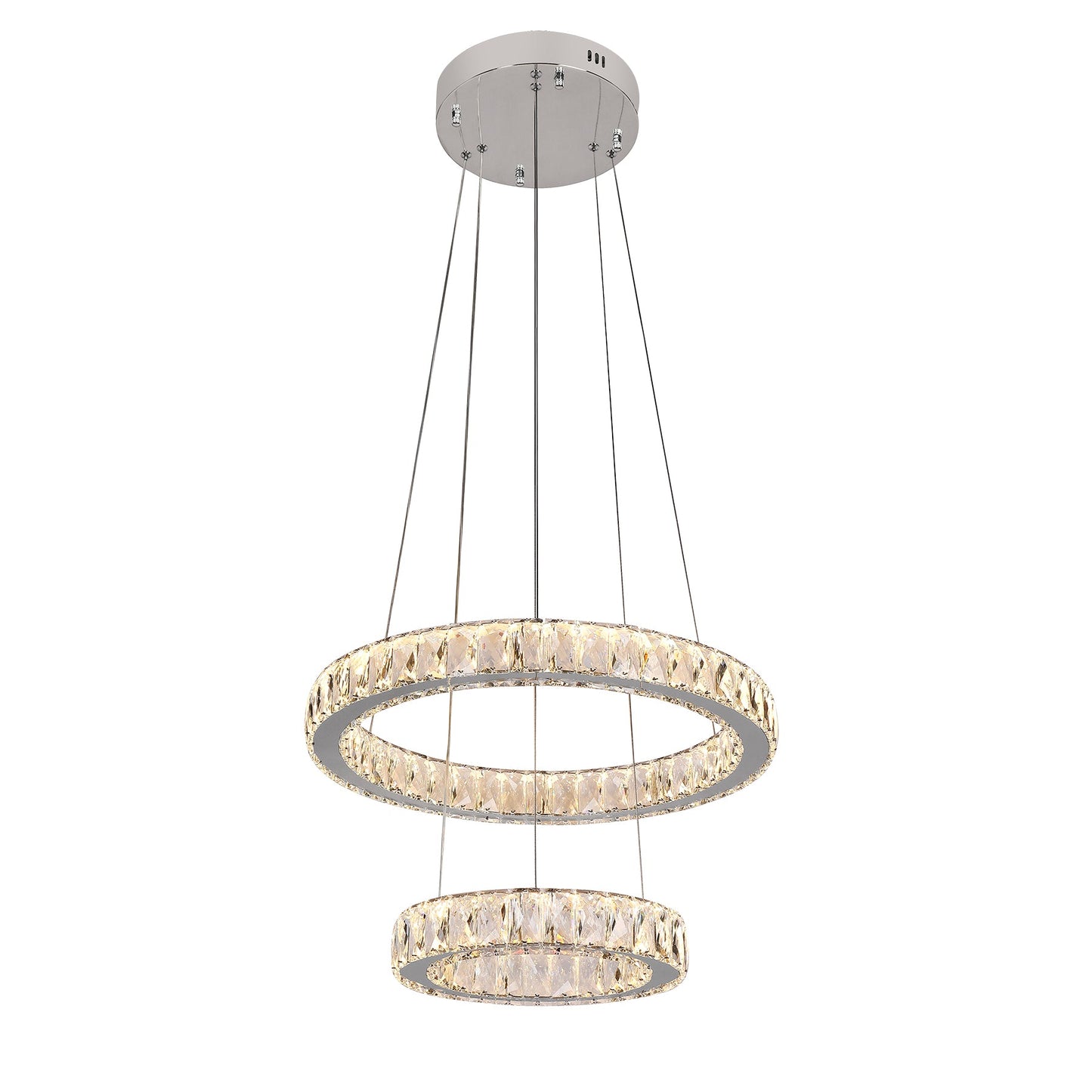 Lumia 2 Ring Chrome and Crystal Tri-Colour Remote Controlled Chandelier