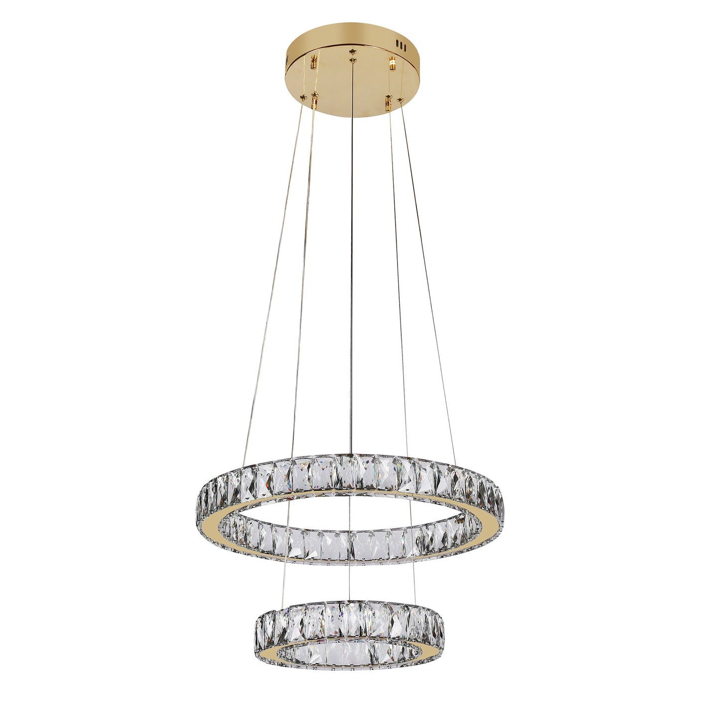 Lumia 2 Ring Gold and Crystal Tri-Colour Remote Controlled Chandelier
