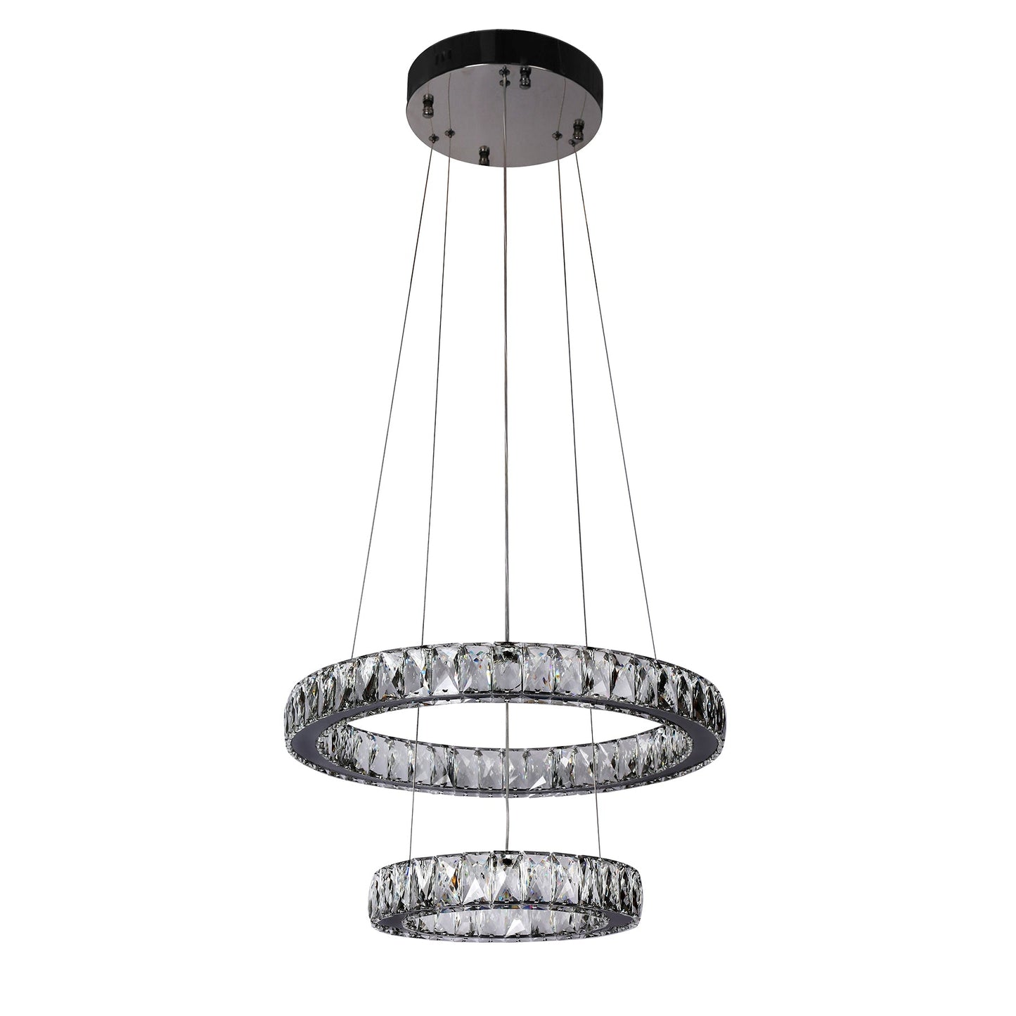 Lumia 2 Ring Gunmetal and Crystal Tri-Colour Remote Controlled Chandelier