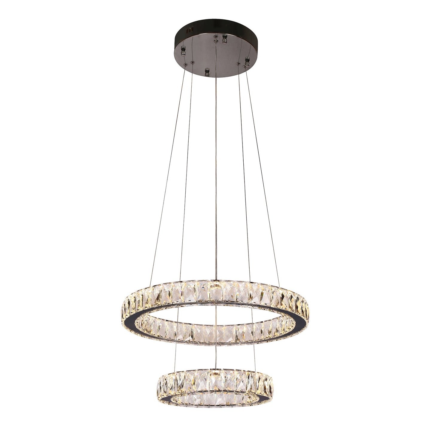 Lumia 2 Ring Gunmetal and Crystal Tri-Colour Remote Controlled Chandelier