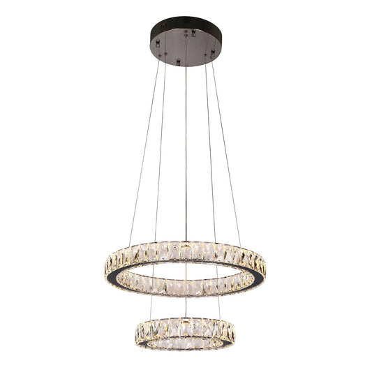 Lumia 2 Ring Gunmetal and Crystal Tri-Colour Remote Controlled Chandelier
