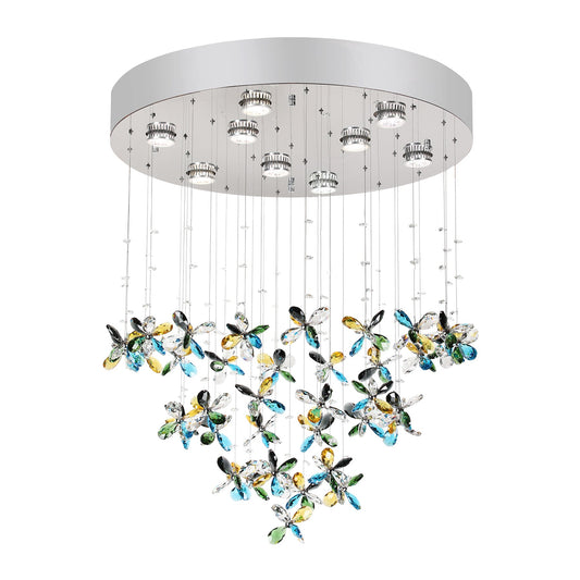 Mariposa 600mm Classic Colourful Crystal Butterfly Close to Ceiling Chandelier