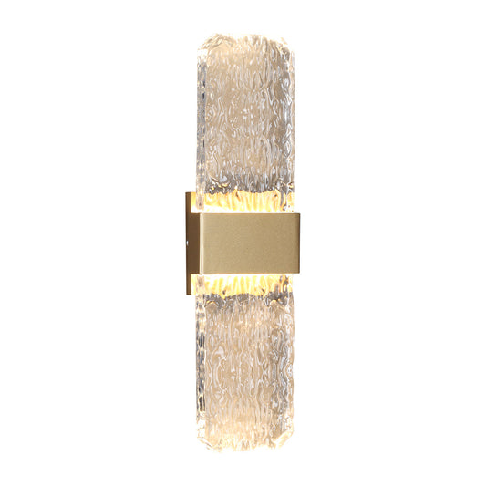 Marlow Large Gold with Textured Glass 2 Light Tri-Colour LED Contemporary Exterior