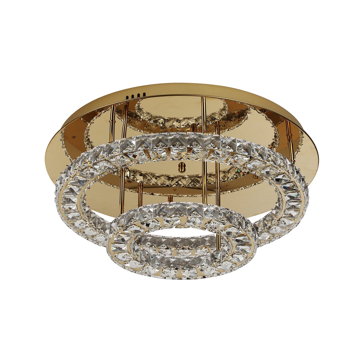 Milazzo 550 Gold with Crystal Remote Controlled Tri-Colour LED Close to Ceiling