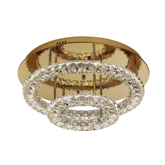 Milazzo 550 Gold with Crystal Remote Controlled Tri-Colour LED Close to Ceiling