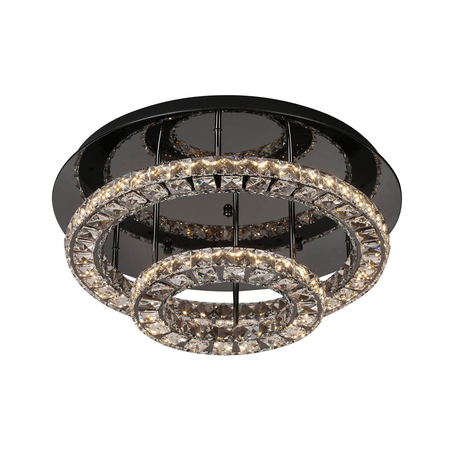 Milazzo 550 Gunmetal with Crystal Remote Controlled Tri-Colour LED Close to Ceiling