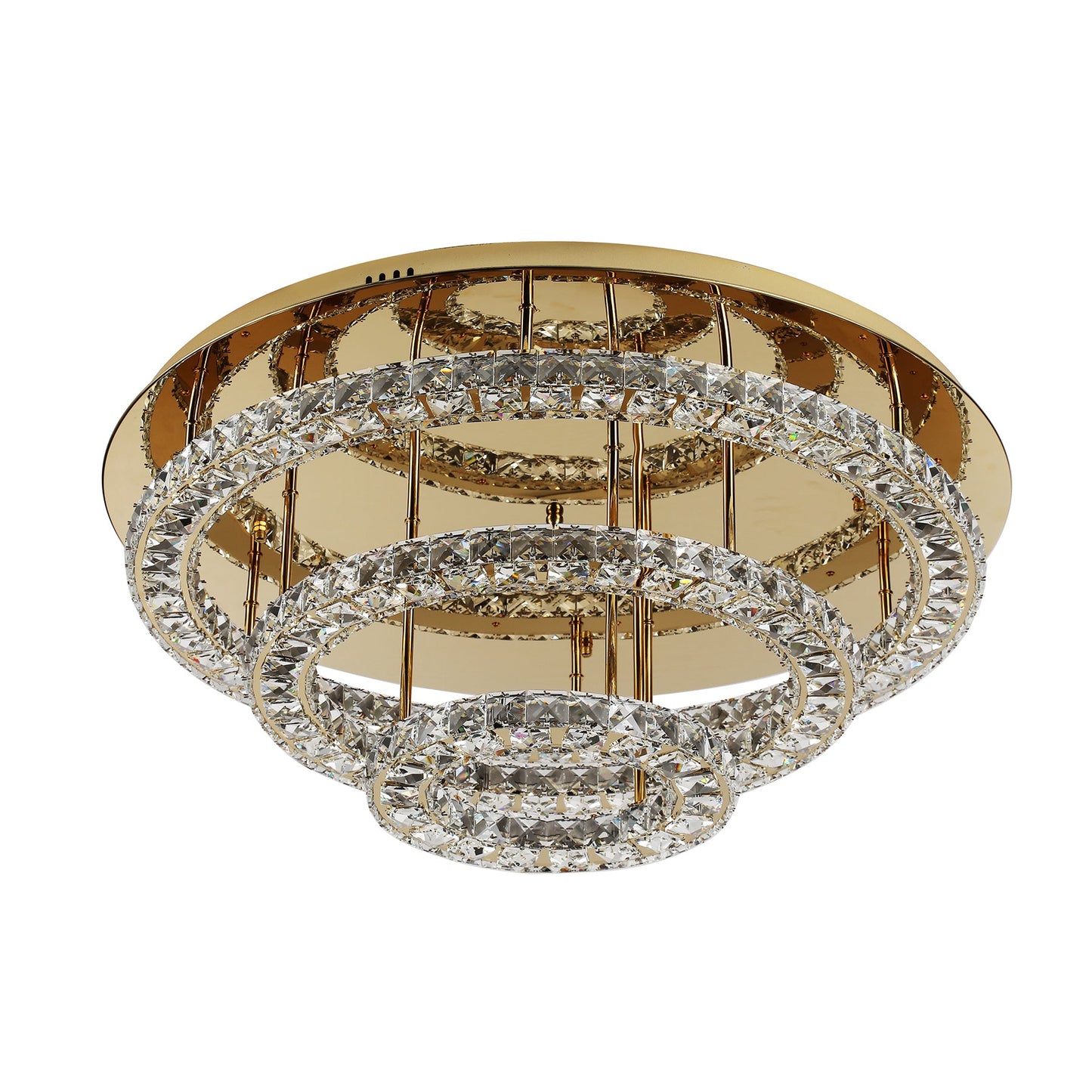 Milazzo 750 Gold with Crystal Remote Controlled Tri-Colour LED Close to Ceiling