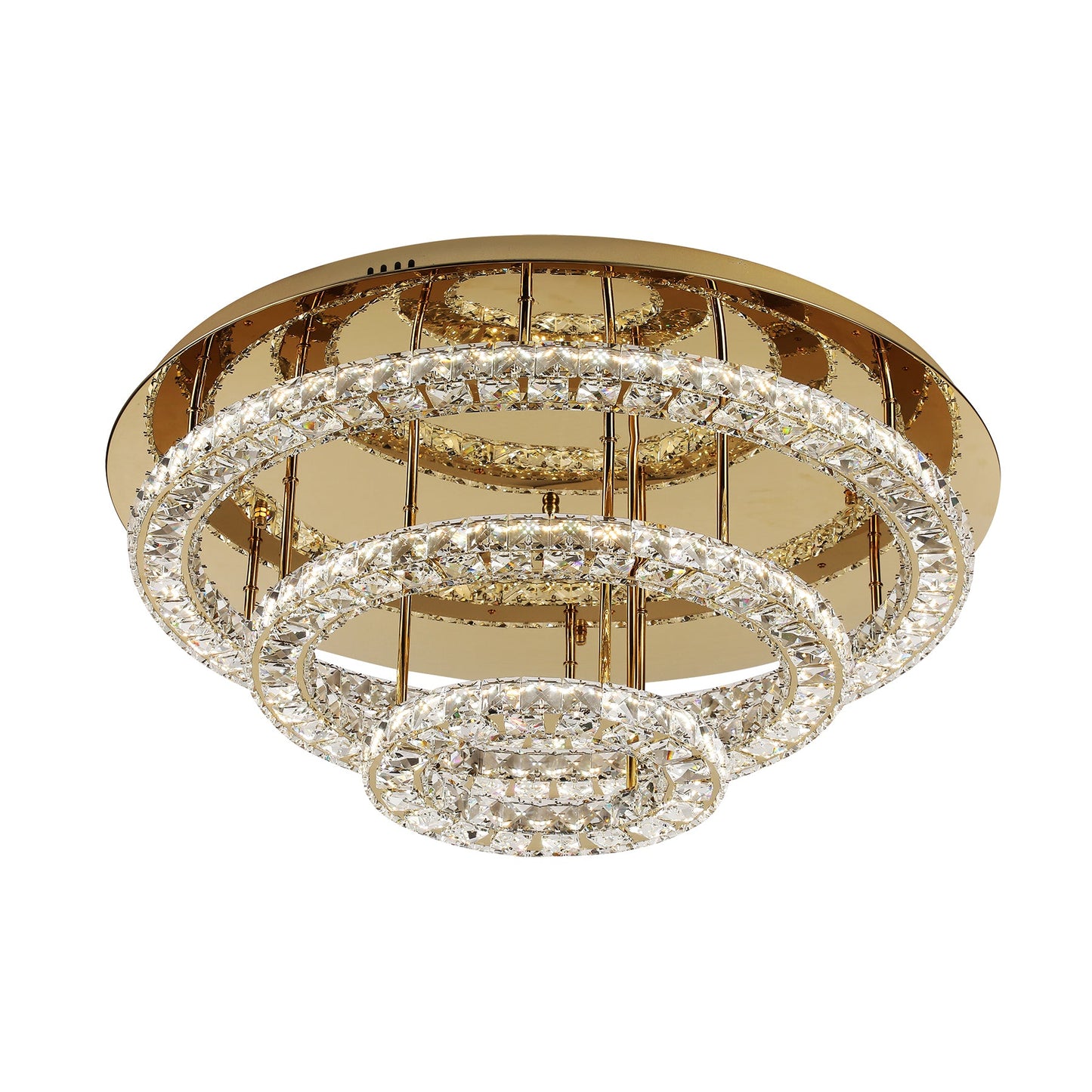 Milazzo 750 Gold with Crystal Remote Controlled Tri-Colour LED Close to Ceiling