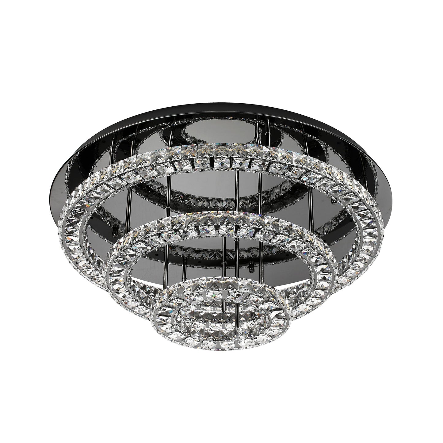 Milazzo 750 Gunmetal with Crystal Remote Controlled Tri-Colour LED Close to Ceiling