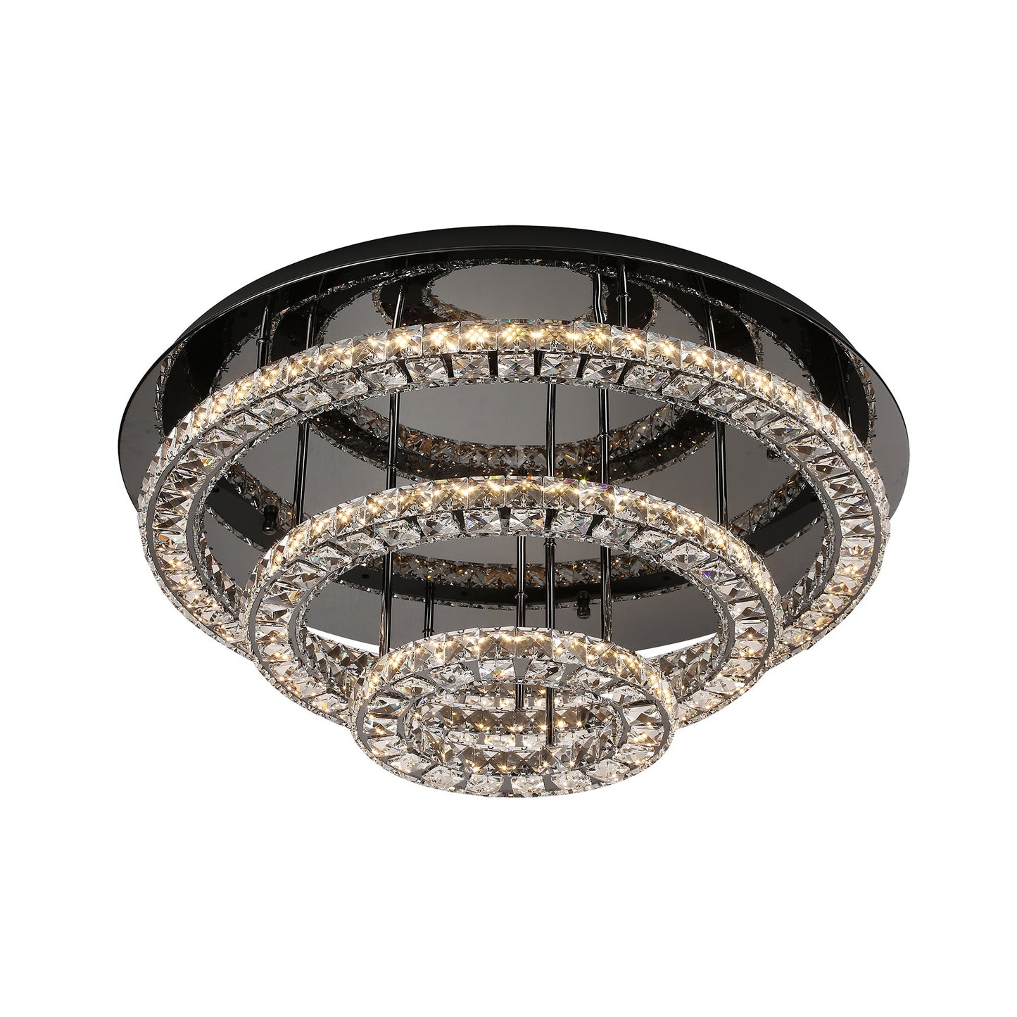 Milazzo 750 Gunmetal with Crystal Remote Controlled Tri-Colour LED Close to Ceiling