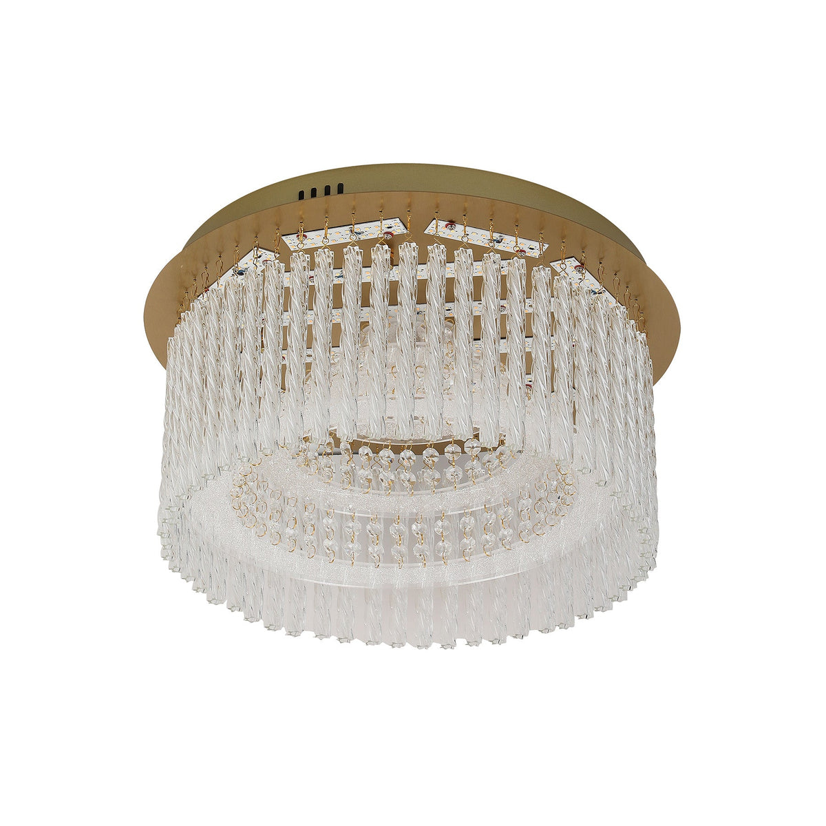 Naples Antique Brass Medium Round LED Modern Crystal Close to Ceiling