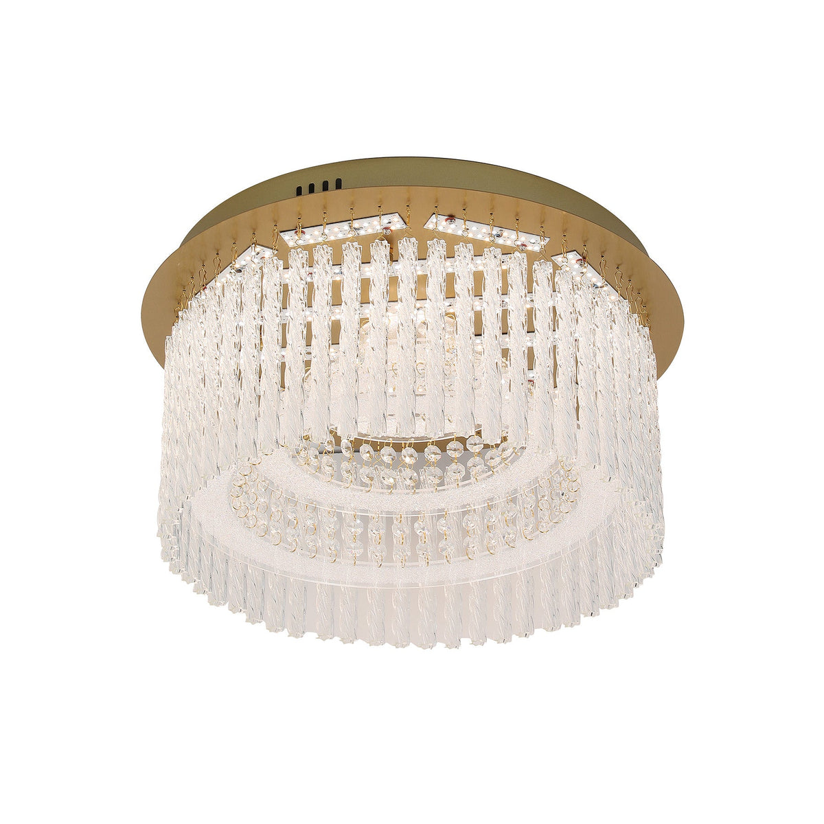 Naples Antique Brass Medium Round LED Modern Crystal Close to Ceiling
