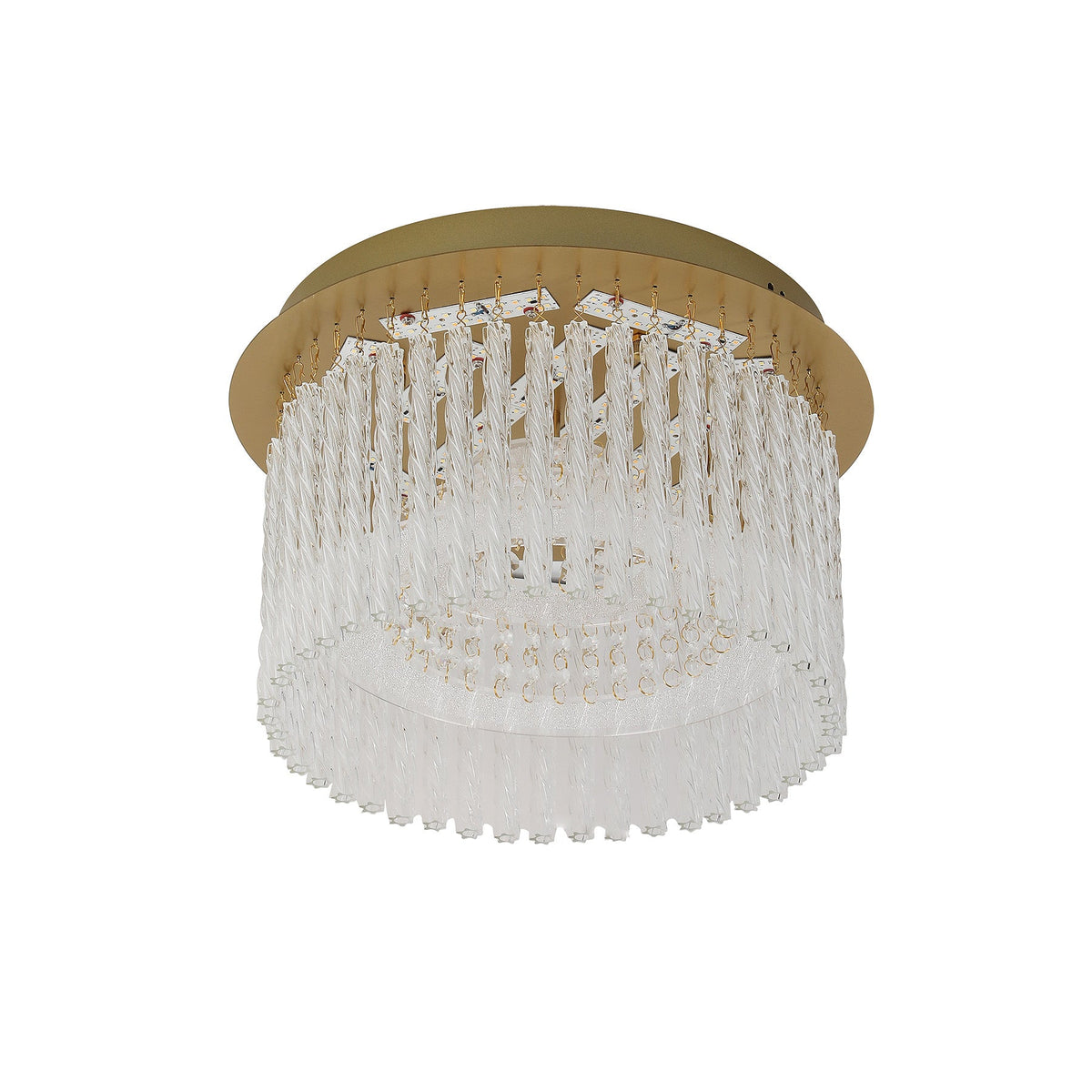 Naples Antique Brass Small Round LED Modern Crystal Close to Ceiling