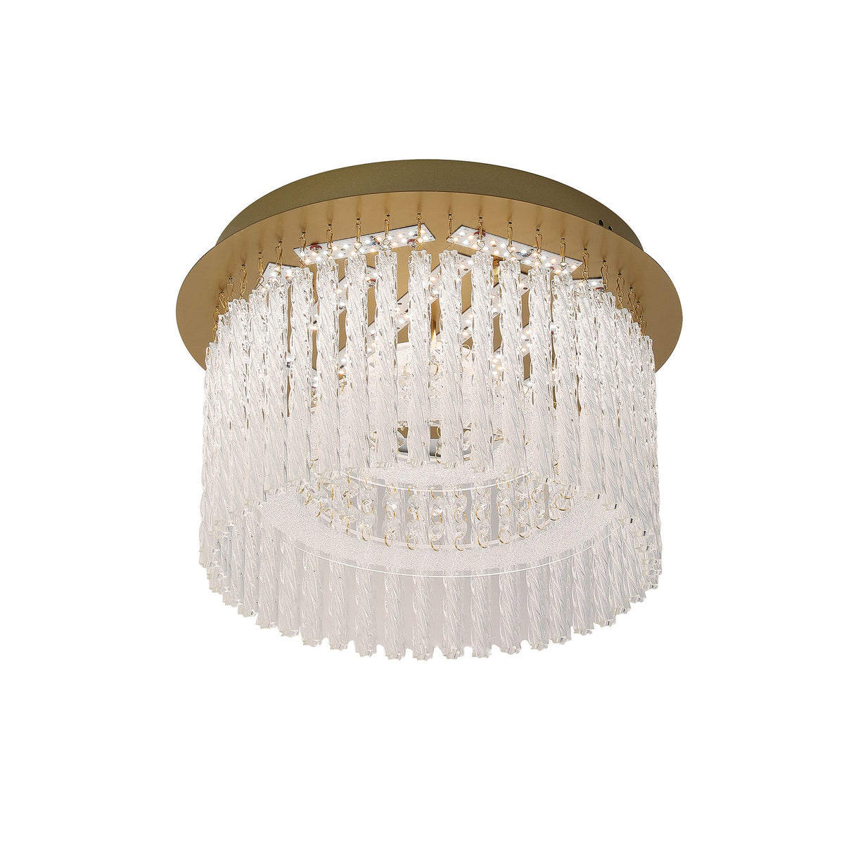 Naples Antique Brass Small Round LED Modern Crystal Close to Ceiling