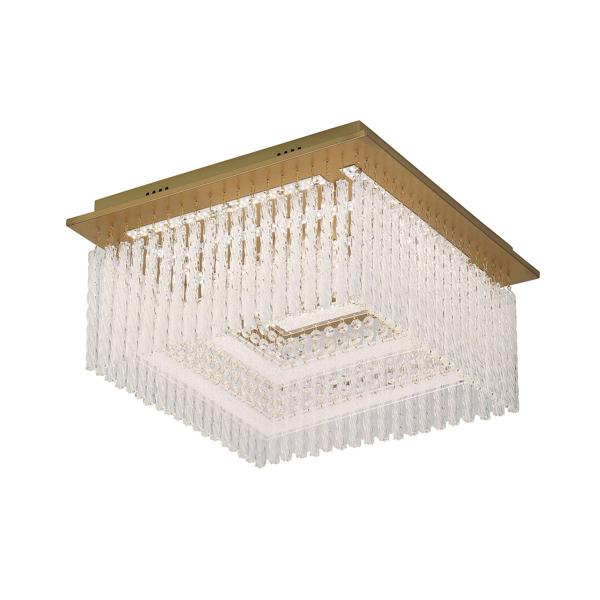 Naples Antique Brass Medium Square LED Modern Crystal Close to Ceiling