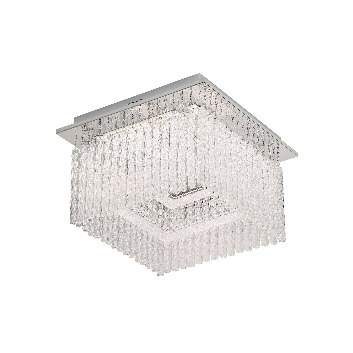 Naples Chrome Small Square LED Modern Crystal Close to Ceiling