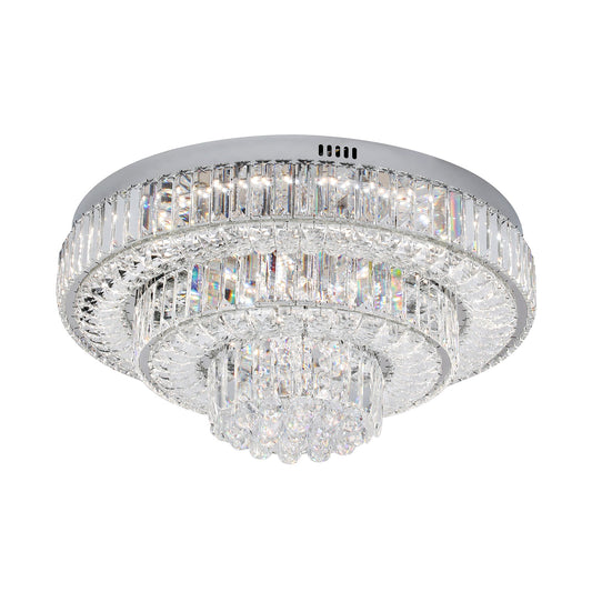 Navia 400 Chrome with Crystal Remote Controlled Tri-Colour LED Close to Ceiling