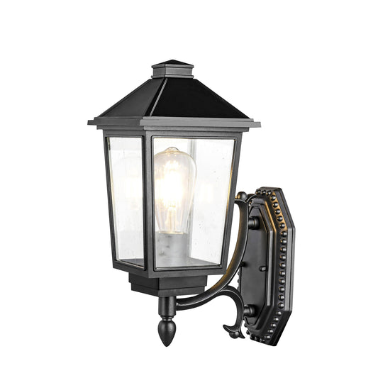 Newlyn Small Black with Seeded Glass Traditional Outdoor Coach Light