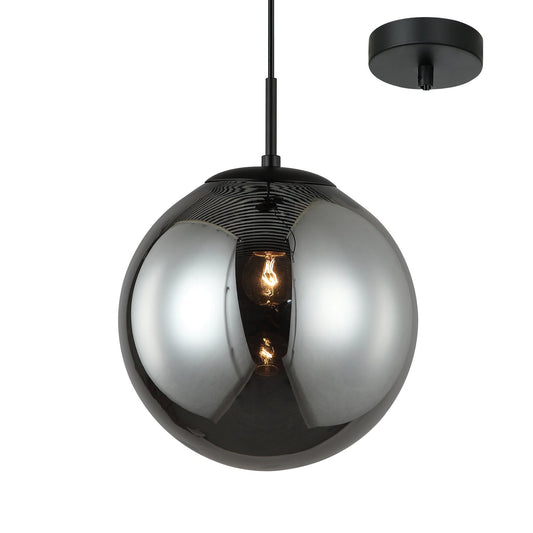 Orio 250mm Black and Smoke Modern Spherical Pendant