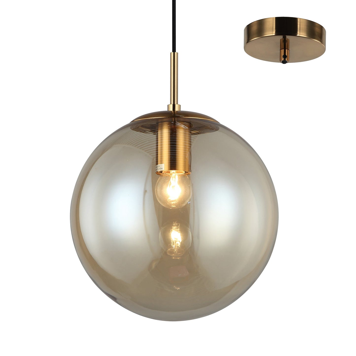 Orio 250mm Bronze and Amber Modern Spherical Pendant