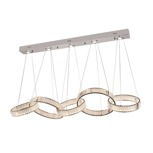 Parrini 5 Bar Gunmetal with Crystal Remote Controlled Tri-Colour LED Pendant