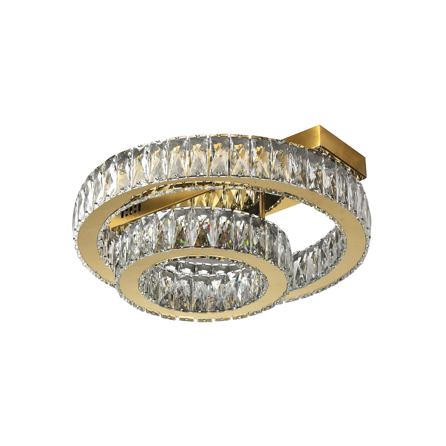 Parrini 500 Gold with Crystal Remote Controlled Tri-Colour LED Close to Ceiling