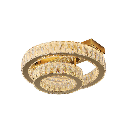 Parrini 500 Gold with Crystal Remote Controlled Tri-Colour LED Close to Ceiling