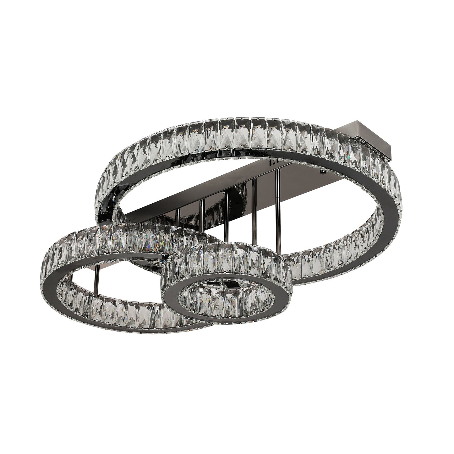 Parrini 700 Gunmetal with Crystal Remote Controlled Tri-Colour LED Close to Ceiling