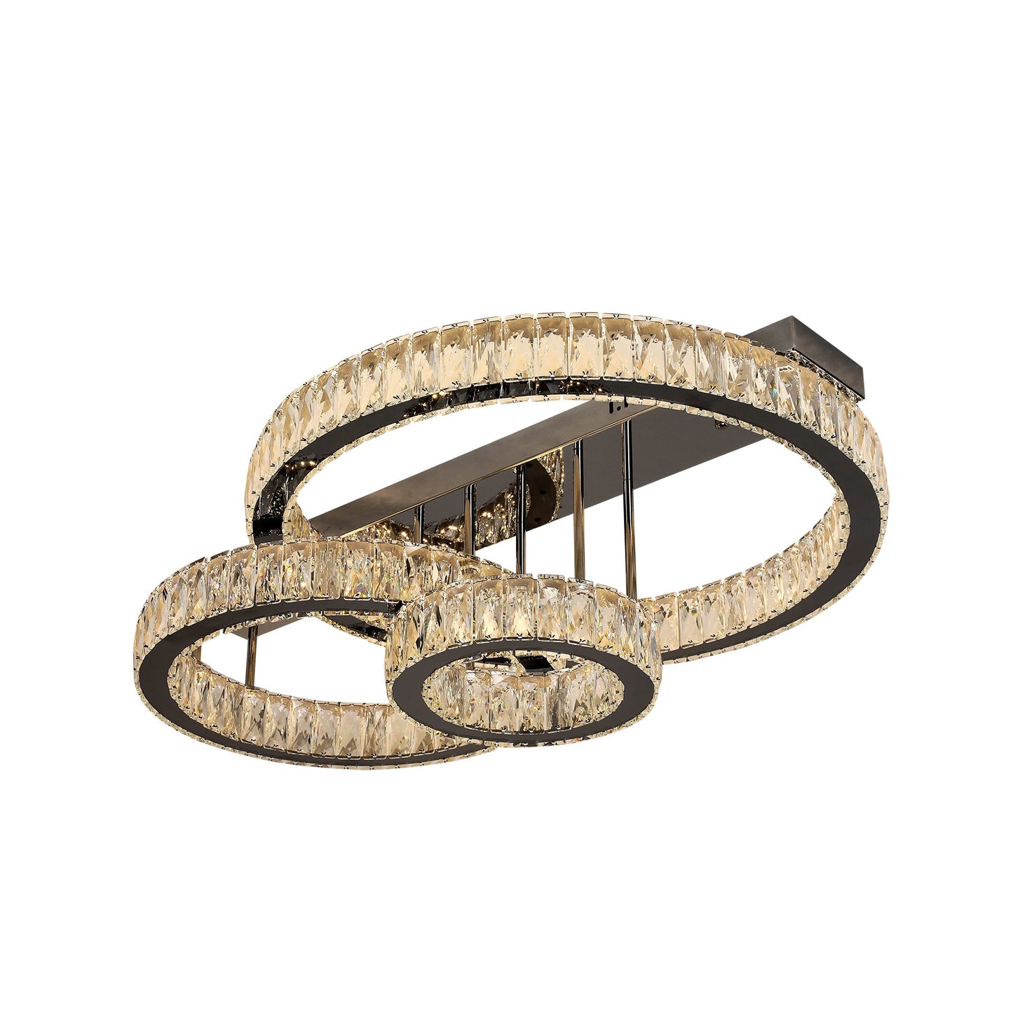 Parrini 700 Gunmetal with Crystal Remote Controlled Tri-Colour LED Close to Ceiling