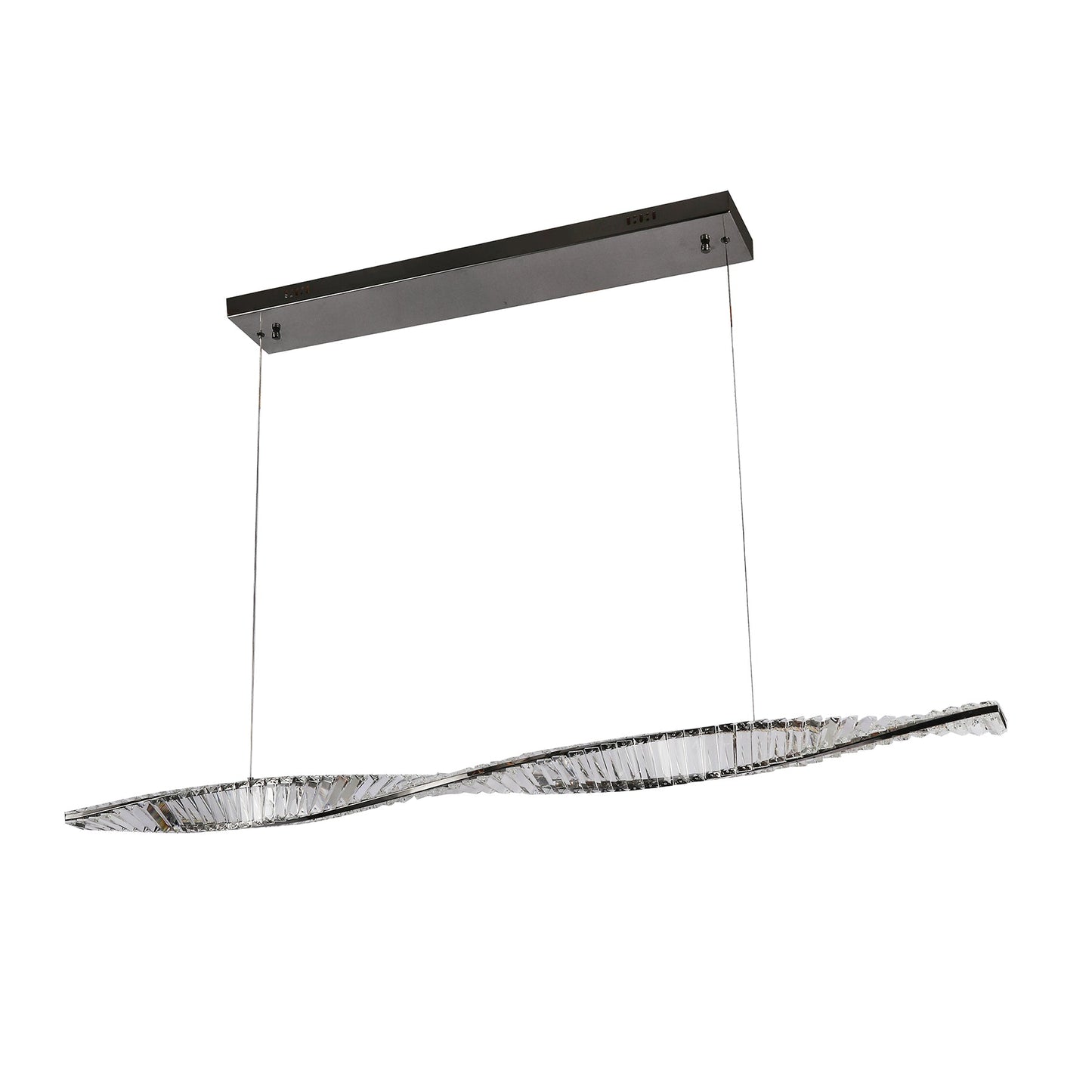 Savoca 1500 Linear Gunmetal with Crystal Remote Controlled Tri-Colour LED Pendant