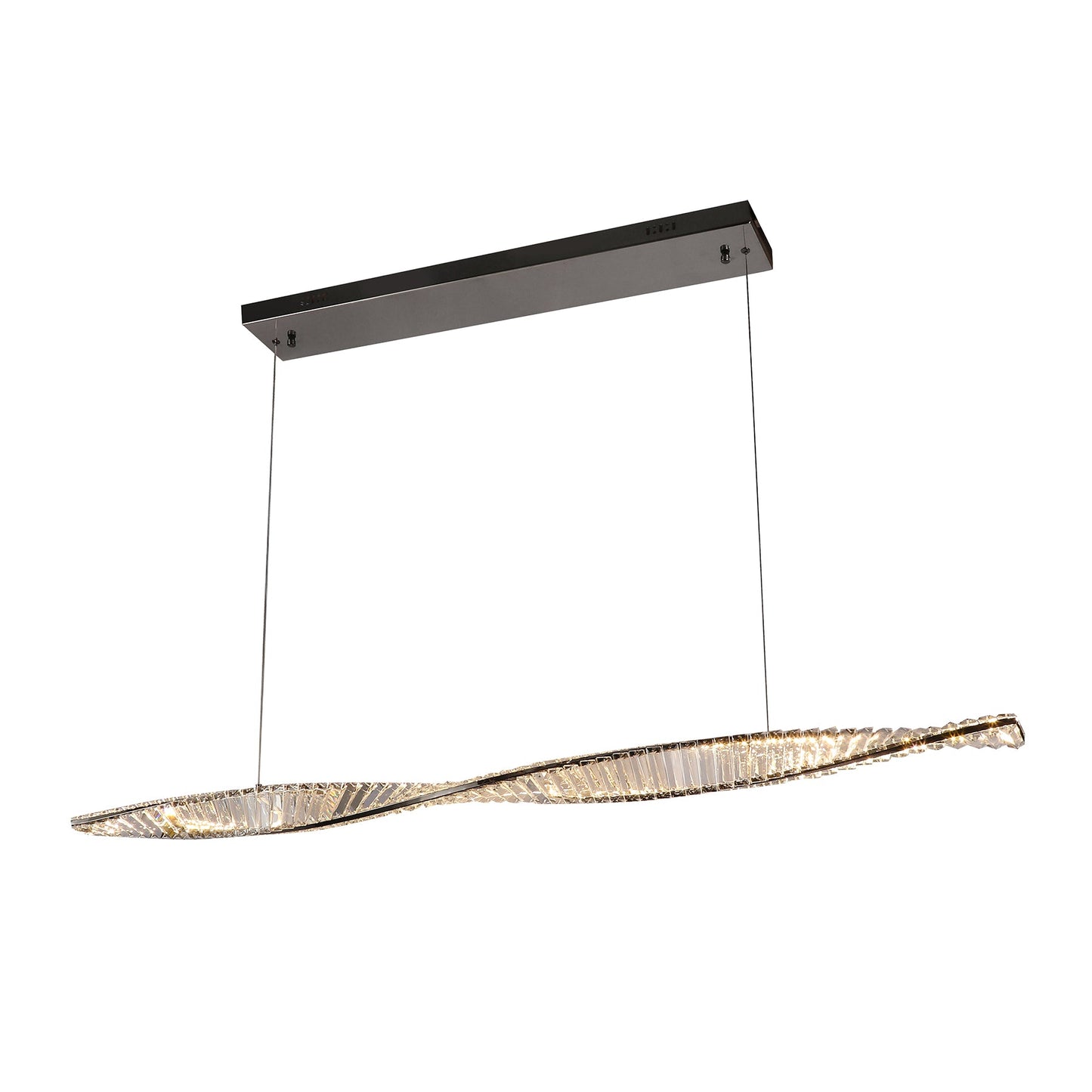 Savoca 1500 Linear Gunmetal with Crystal Remote Controlled Tri-Colour LED Pendant